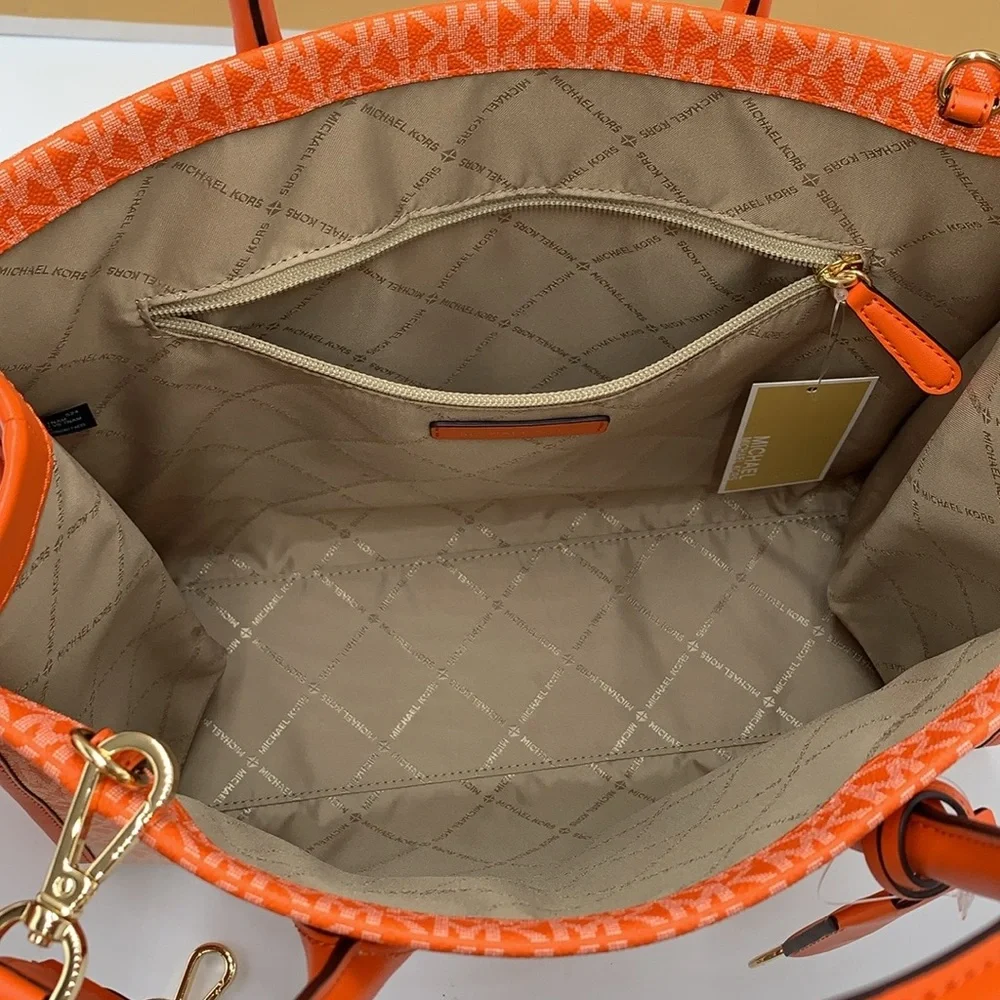 Michael Kors Mirella Medium Ombré Logo Tote Bag Poppy  NWT